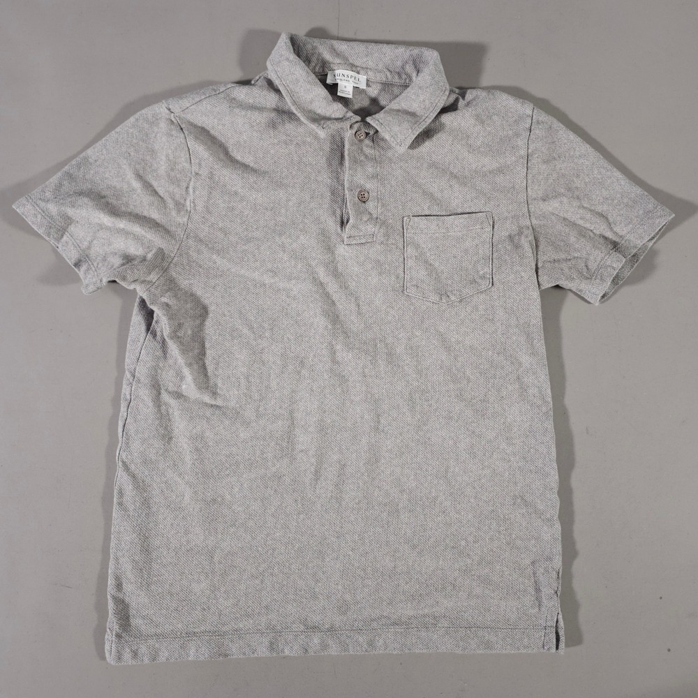 Sunspel Polo Shirt Mens Small Grey Short Sleeve Riviera Pique Pocket Portugal